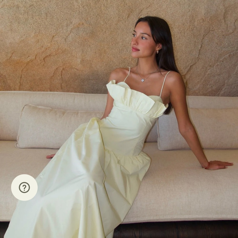 MESHKI Janis Cotton Frill Maxi Dress - Lemon - worn once